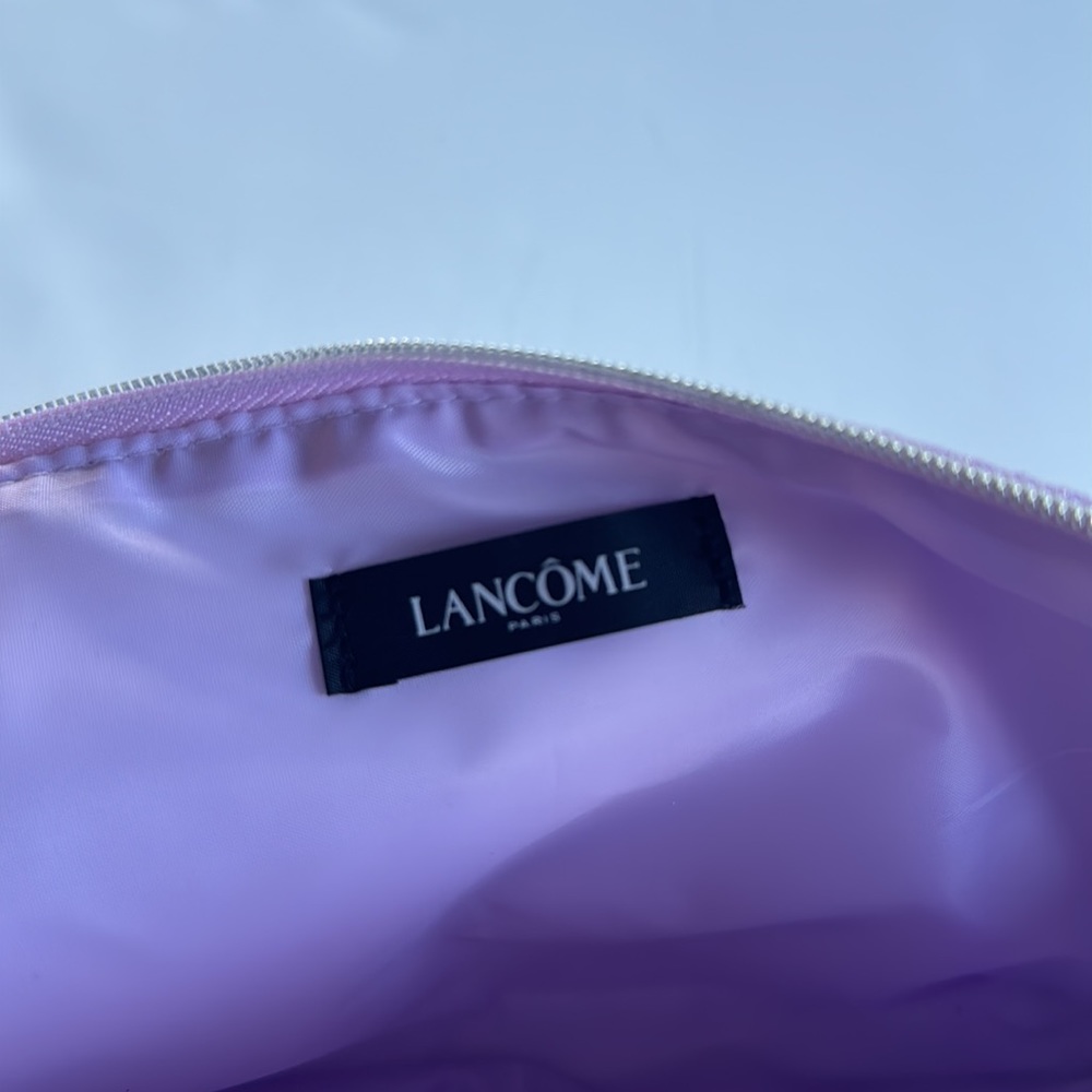 Lancôme makeup bag purple lavender metallic Dopp kit never used 10x6in clean - Picture 2 of 9